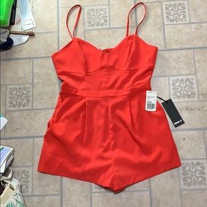 Red romper with pockets